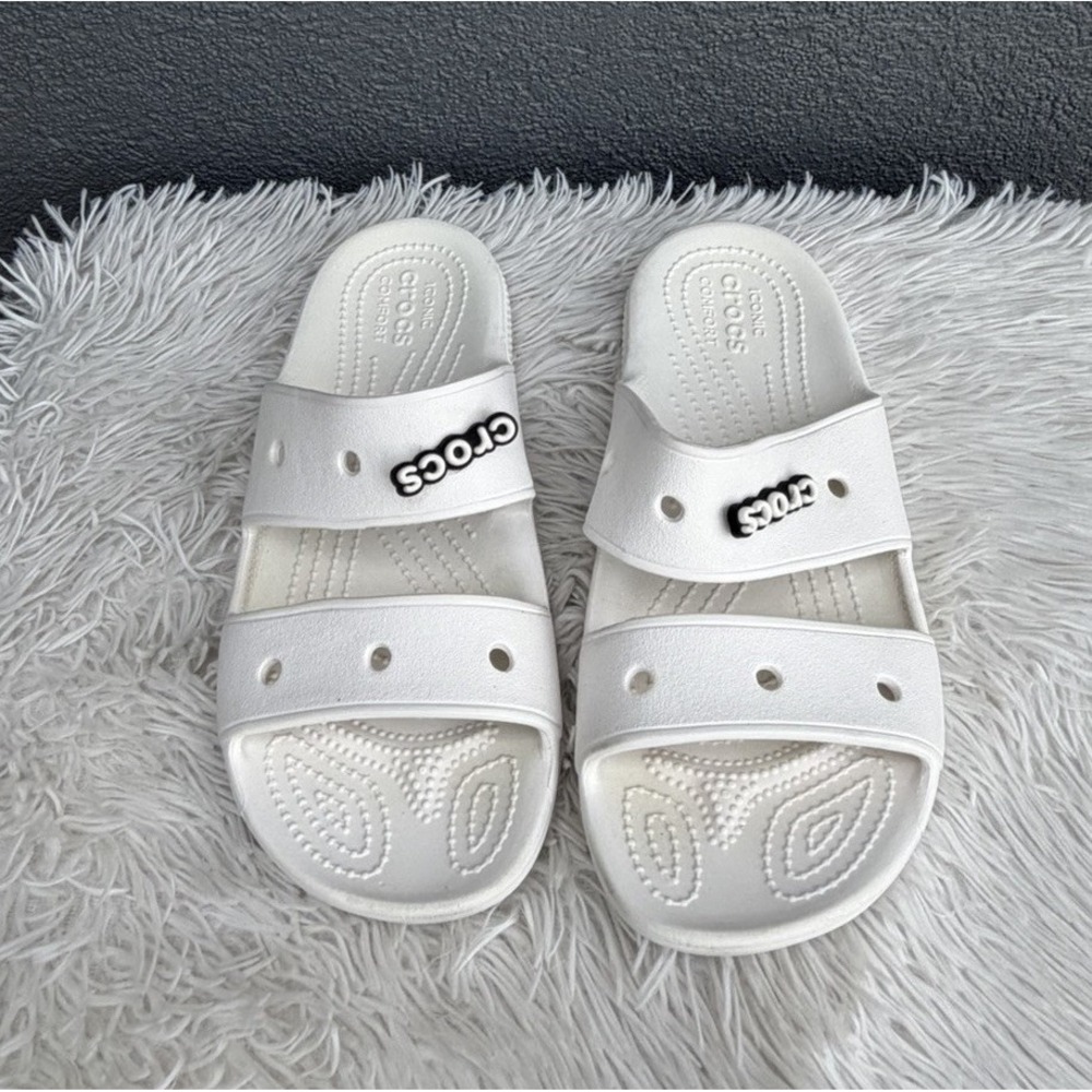 Crocs Shoes Women's Size 9 White Slip On Strappy Sandals Walking Casual Comfort